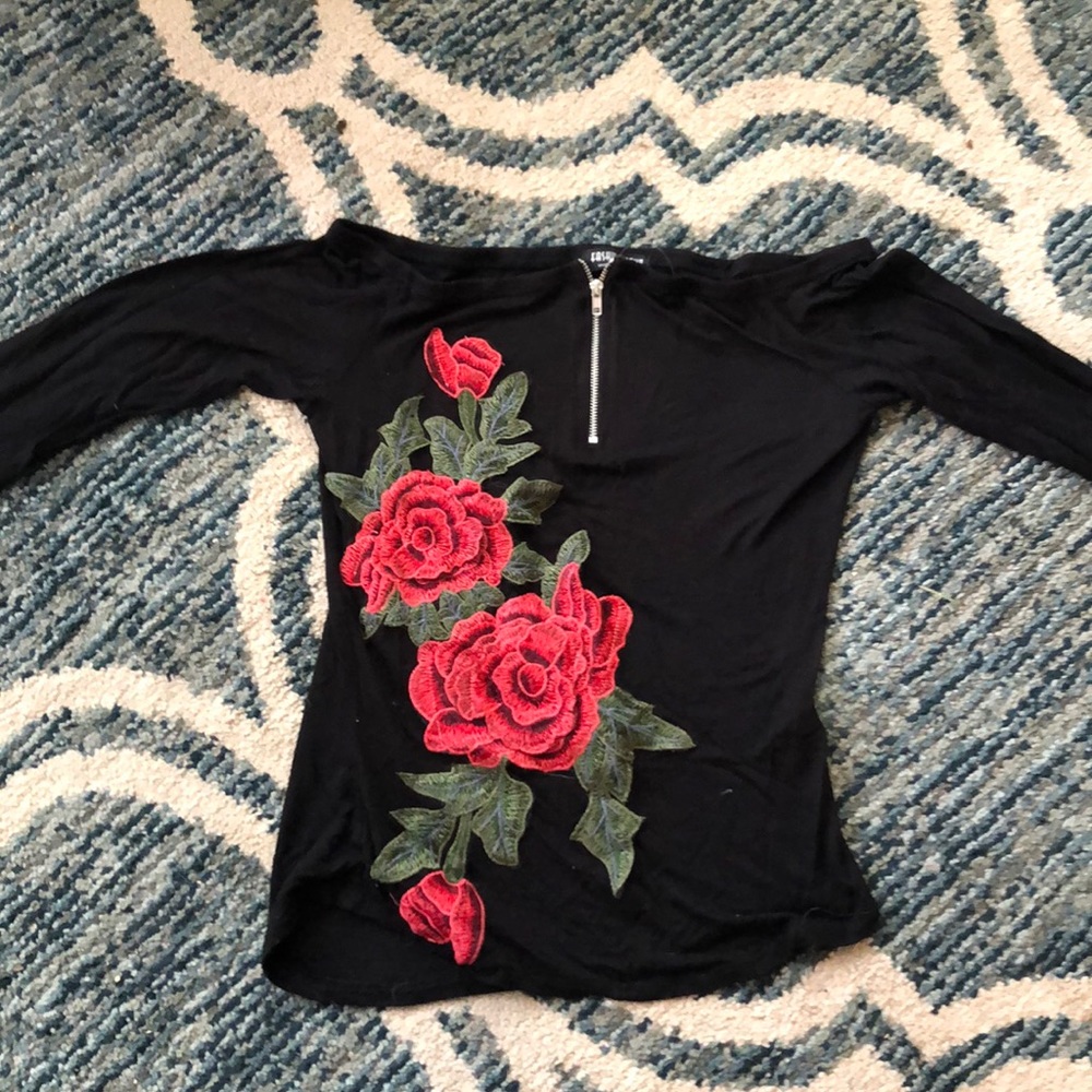 Fashion Nova rose off the shoulder long sleeve top